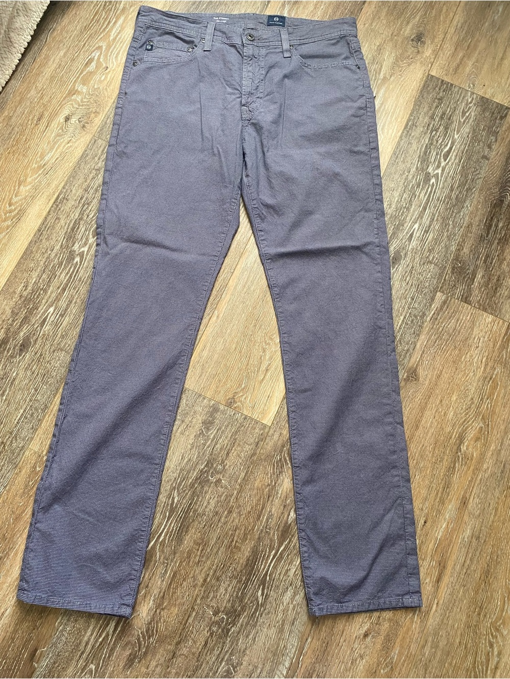 AG The Everett Slim Straight Leg Gray Black Houndstooth Pants 34x34